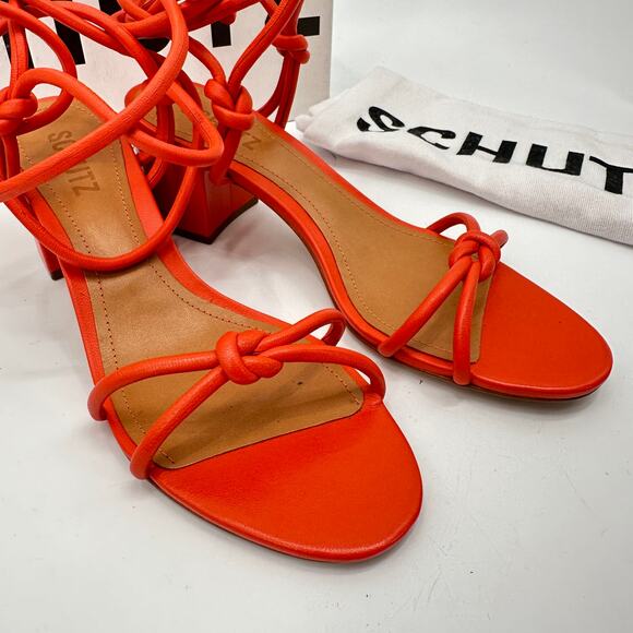 SCHUTZ Evereve New in Box Binky Mid Strappy Heel Sandal in Orange // 7.5 - Picture 11 of 13